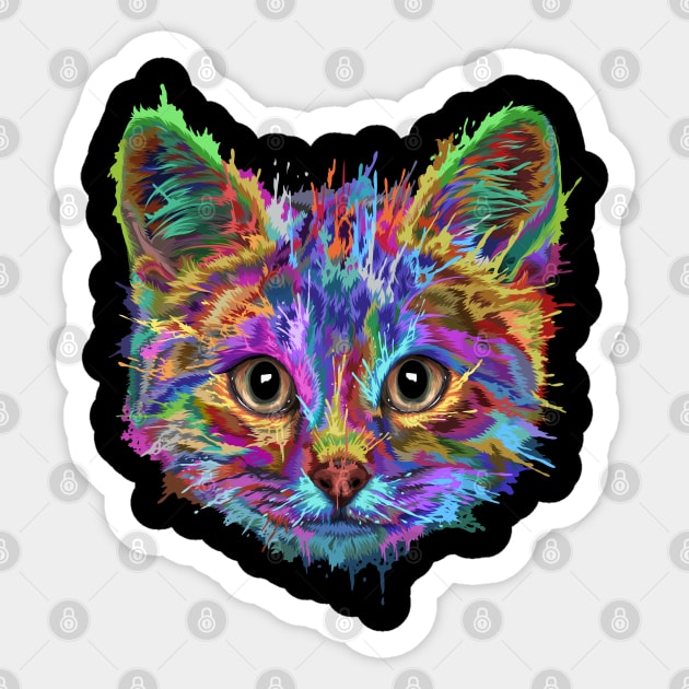 Splash Art Cat T Shirt | Gifts for Cat lovers Sticker by Madfido